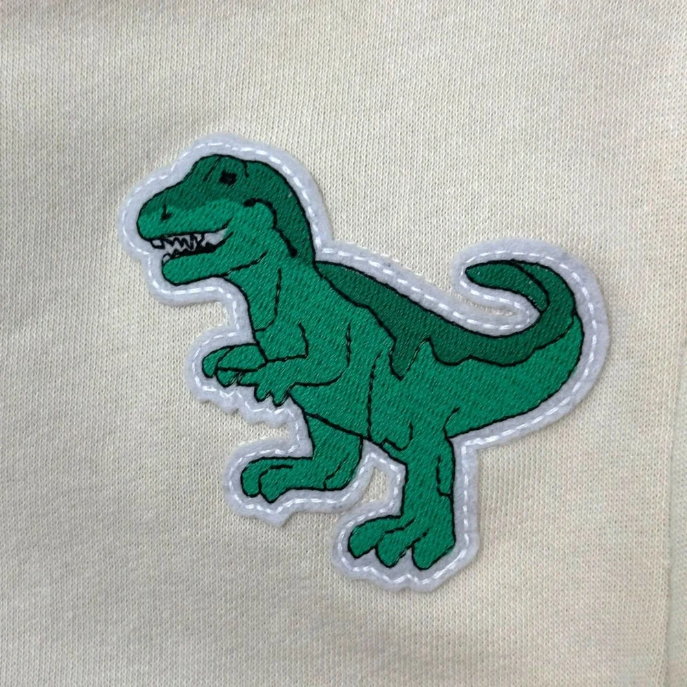 Old Navy Varsity Jacket Toddler 2T Cream Dinosaur Patch Bomber Sweatshirt